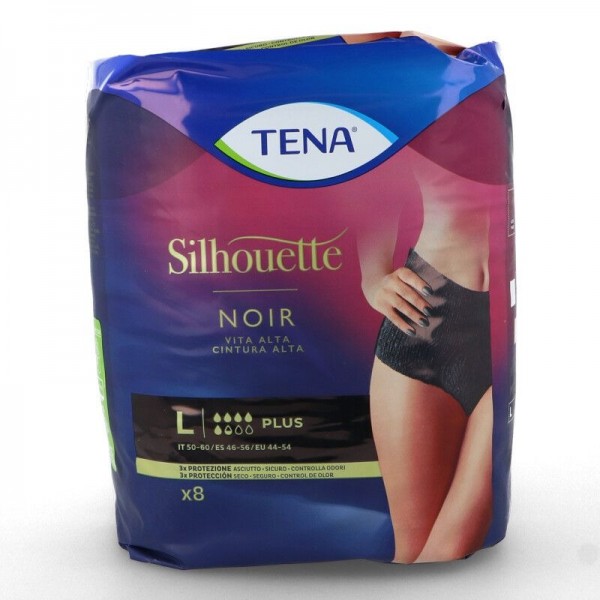 Tena Silhouette Noir Braguitas Absorbentes Cintura Alta Negra Talla g 8 Unidades