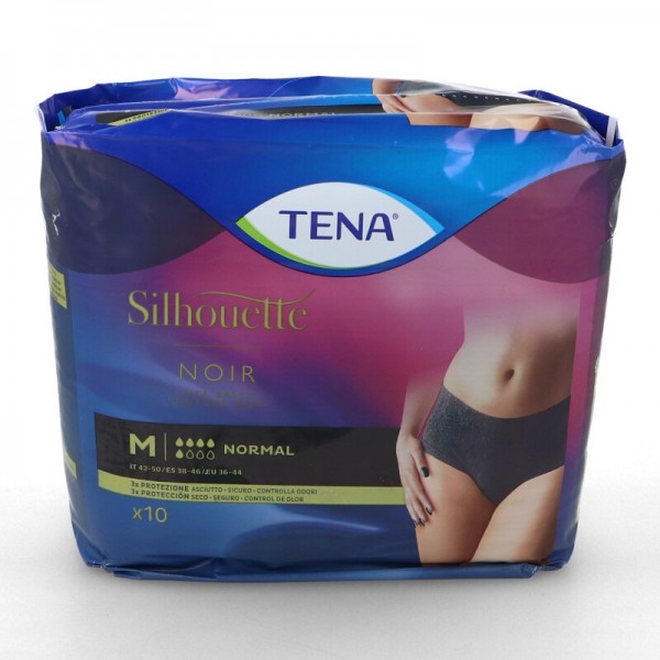 Tena Silhouette Noir Braguitas Absorbentes Cintura Baja Negra Talla m 10 Unidades
