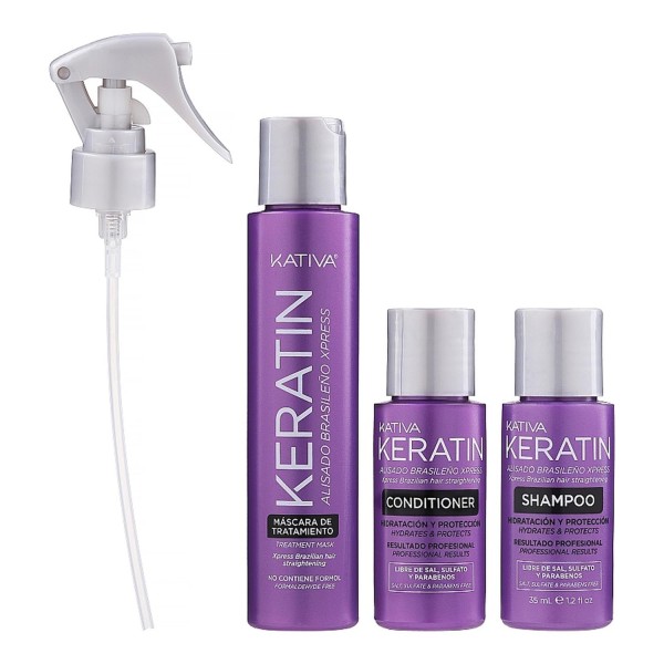 Kativa alisado brasileño kit mascara tratamiento 150ml + acondicionador 1u + champu 35ml